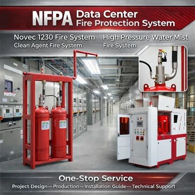 الحماية من الحرائق في مركز البيانات NFPA: نظام إطفاء الحريق HFC227EA FM200 Novce1230، نظام إطفاء رذاذ الماء عالي الضغط مع كشف VESDA لغرفة التحكم في غرفة الكمبيوتر